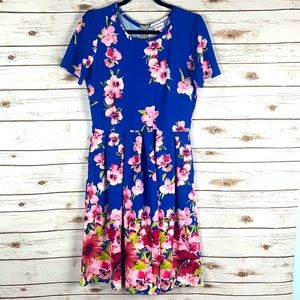 LuLaRoe Amelia Dress! Blue with Pink Floral!